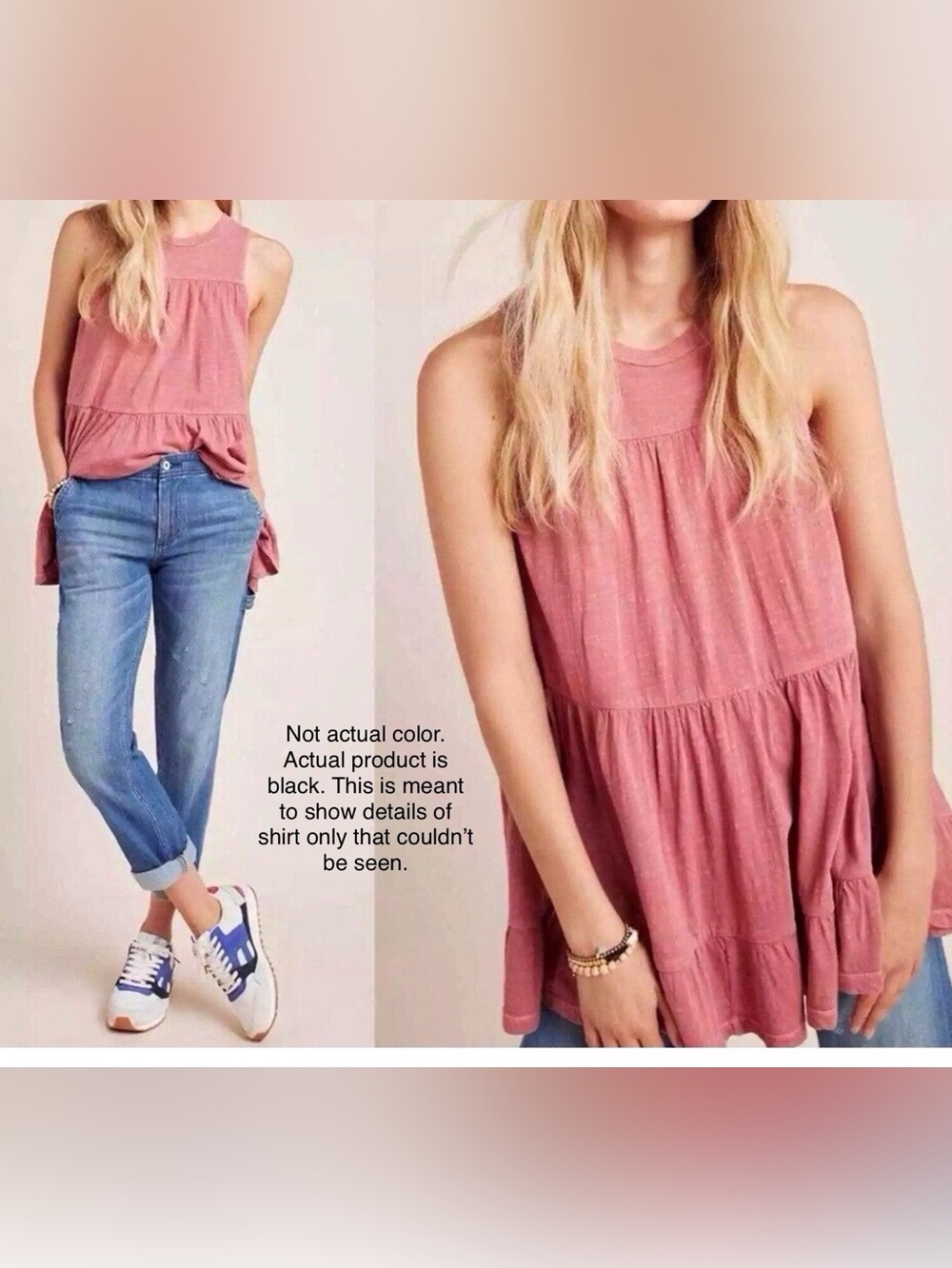Anthropologie Black Georgia Tiered Tank Top